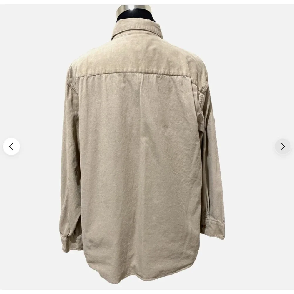 Kenneth Cole Mens XL Beige Corduroy Button Up Shirt Jacket Overshirt Shacket